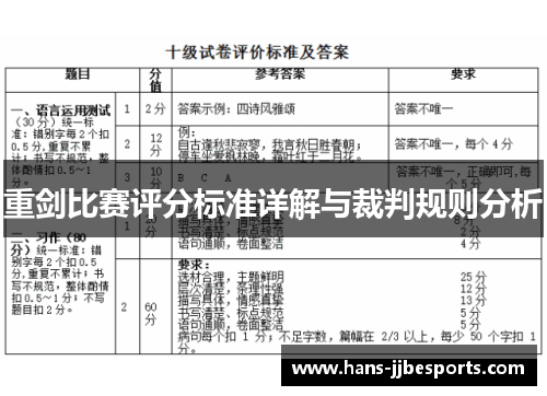 重剑比赛评分标准详解与裁判规则分析